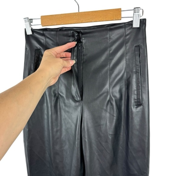 Zara Ankle Faux Leather Pants High Rise Black Size Small - Picture 6 of 14
